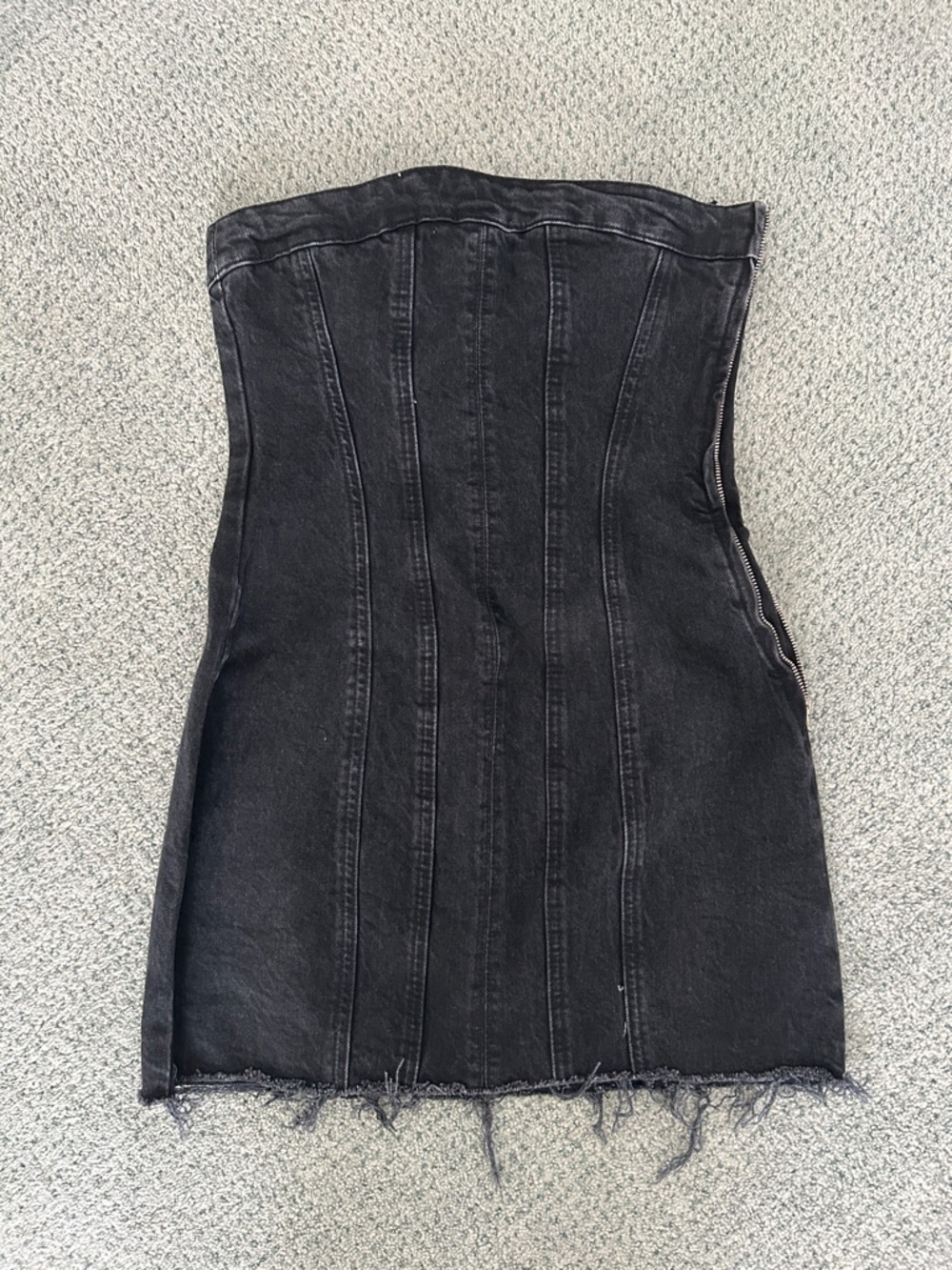 Zara Black Strapless Denim Mini Dress